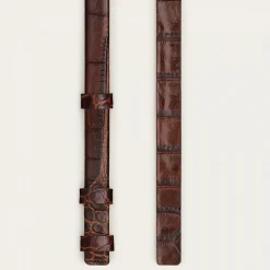 Paski|Balagan Cienki Pasek Bez Klamry, Brazowy Wzor Krokodyla