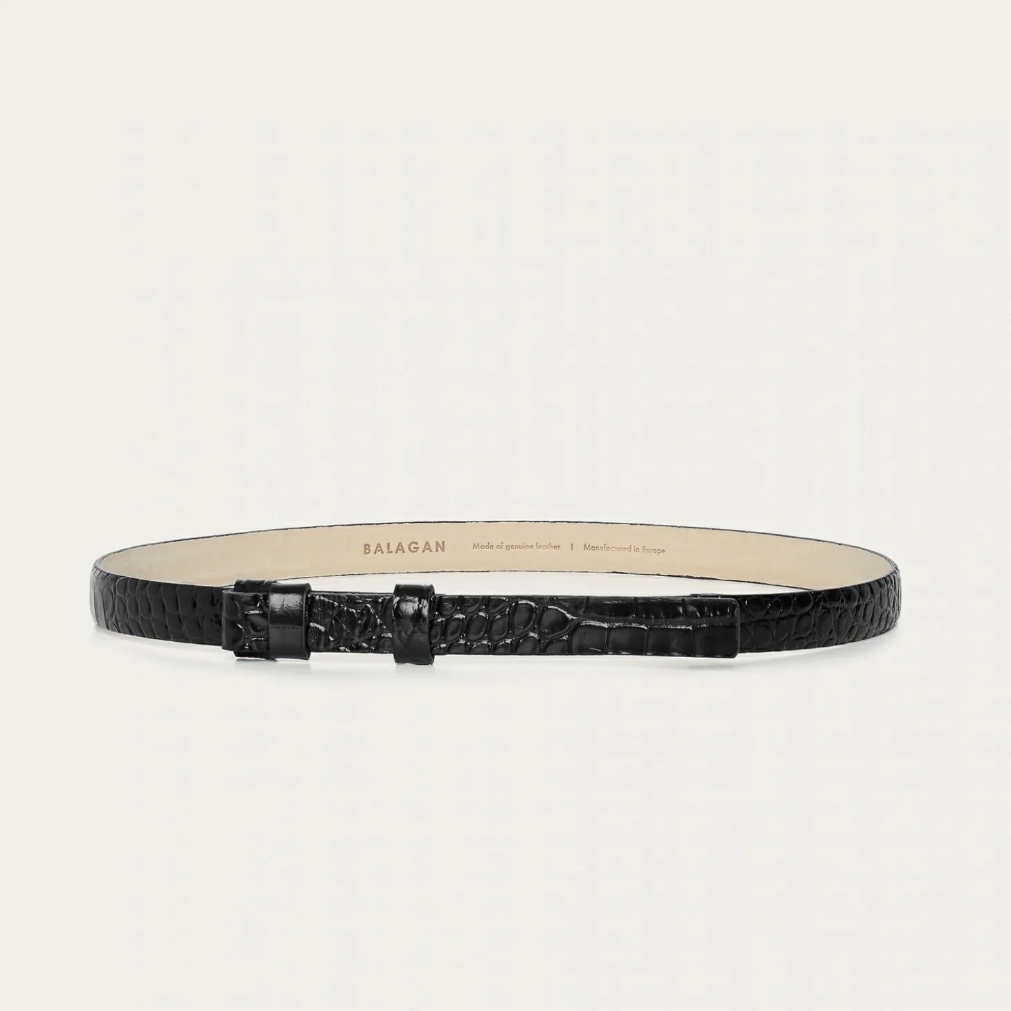 Paski|Balagan Cienki Pasek Bez Klamry, Czarny Wzor Krokodyla