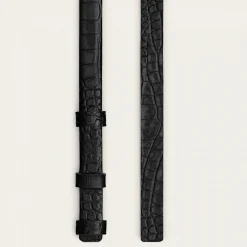 Paski|Balagan Cienki Pasek Bez Klamry, Czarny Wzor Krokodyla