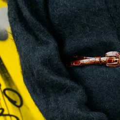 Paski|Balagan Cienki Pasek Z Powlekana Klamerka, Brazowy Wzor Krokodyla