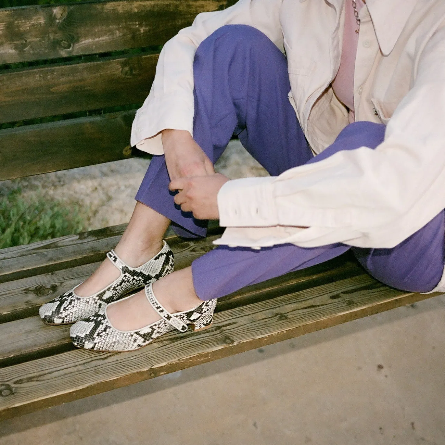 Czółenka|Balagan Dora Czółenka Na Niskim Obcasie, Zlamana Biel Wzor Pytona