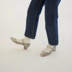 Czółenka|Balagan Dora Czółenka Na Niskim Obcasie, Zlamana Biel Wzor Pytona