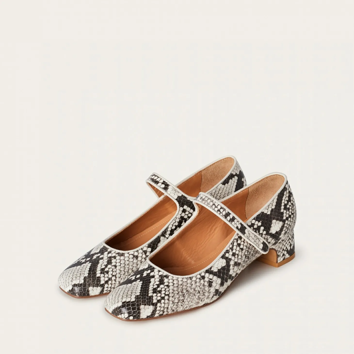 Czółenka|Balagan Dora Czółenka Na Niskim Obcasie, Zlamana Biel Wzor Pytona