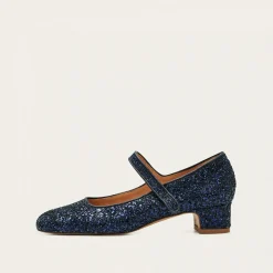 Czółenka|Balagan Dora Czółenka Na Niskim Obcasie, Granatowy Brokat