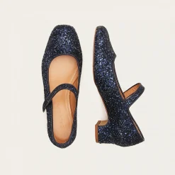 Czółenka|Balagan Dora Czółenka Na Niskim Obcasie, Granatowy Brokat