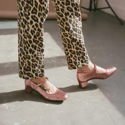 Czółenka|Balagan Dora Czółenka Na Niskim Obcasie, Pudrowy Brokat