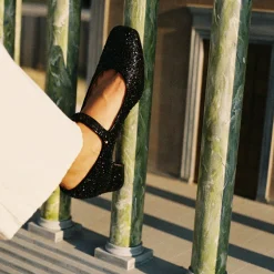 Czółenka|Balagan Dora Czółenka Na Niskim Obcasie, Czarny Brokat