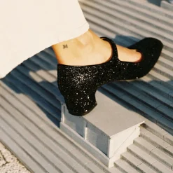 Czółenka|Balagan Dora Czółenka Na Niskim Obcasie, Czarny Brokat