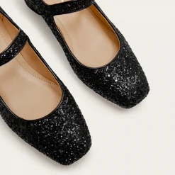 Czółenka|Balagan Dora Czółenka Na Niskim Obcasie, Czarny Brokat