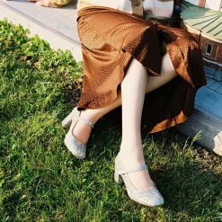 Czółenka|Balagan Dora Czółenka Na Wysokim Obcasie, Srebrny Brokat