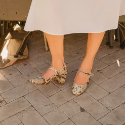 Czółenka|Balagan Dora Czółenka Na Wysokim Obcasie, Zlamana Biel Wzor Pytona