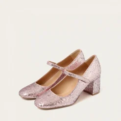 Czółenka|Balagan Dora Czółenka Na Wysokim Obcasie, Pudrowy Brokat