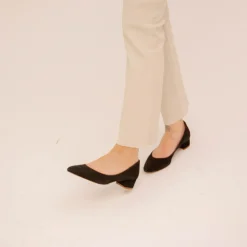 Czółenka|Balagan Migdal Czółenka Na Niskim Obcasie, Czarny Zamsz