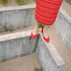 Czółenka|Balagan Migdal Czółenka Na Wysokim Obcasie, Czerwony Zamsz