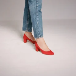 Czółenka|Balagan Migdal Czółenka Na Wysokim Obcasie, Czerwony Zamsz