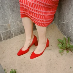 Czółenka|Balagan Migdal Czółenka Na Wysokim Obcasie, Czerwony Zamsz