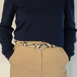 Paski|Balagan Pasek Z Owalna Klamra, Zlamana Biel Wzor Pytona