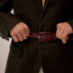 Paski|Balagan Pasek Z Powlekana Klamra, Bordowy Wzor Krokodyla