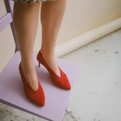 Szpilki|Balagan Schpitz Czółenka, Czerwony Zamsz